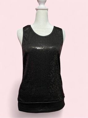 Small Black Sequin Sleeveless Tank Top - Women